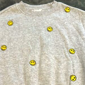 Gray Sweatshirt with Yellow Smiley Faces